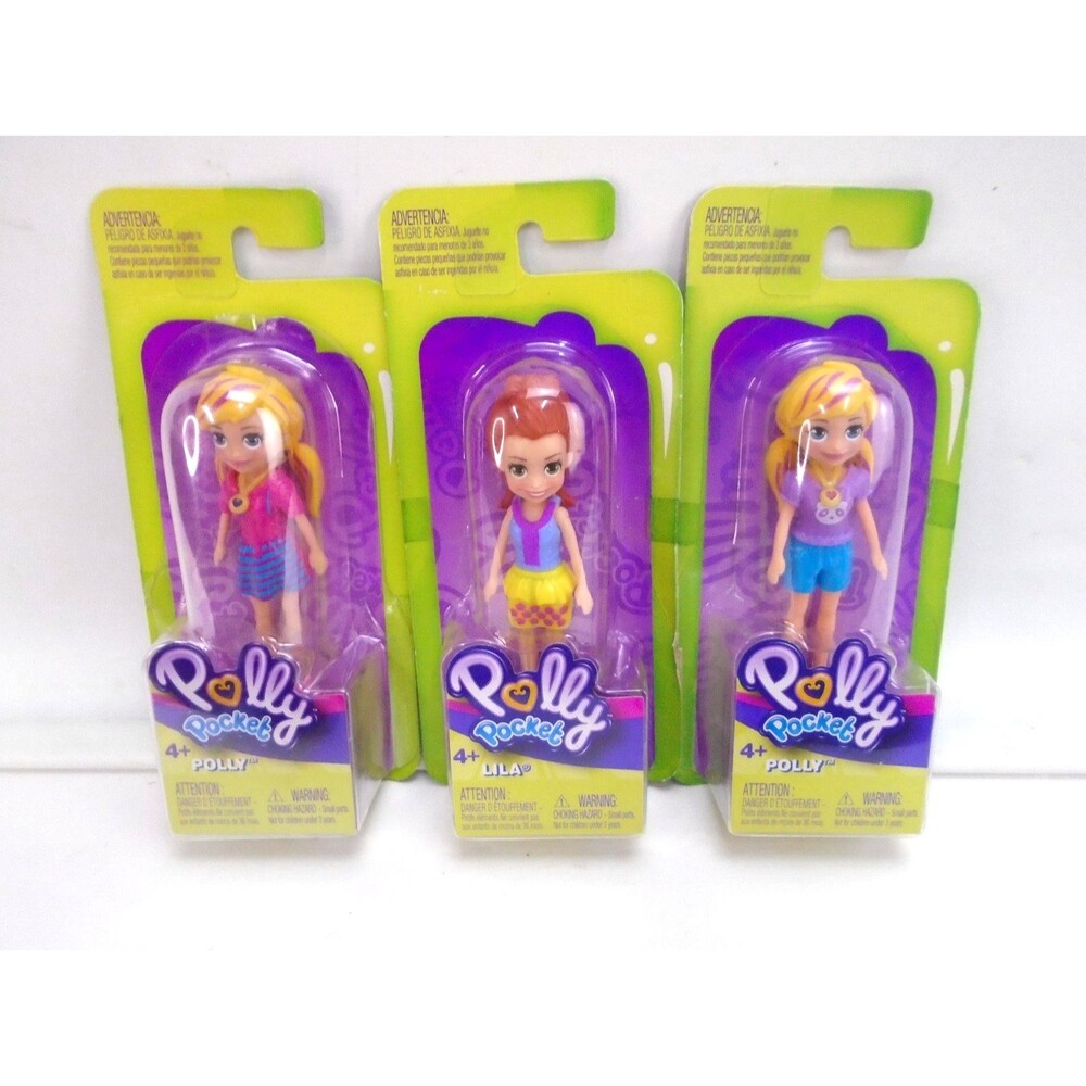 Polly Pocket Dolls Lot of 3 NIB Mattel GLH67 GLH68 GLH70 Polly Lila 3.5" Figures